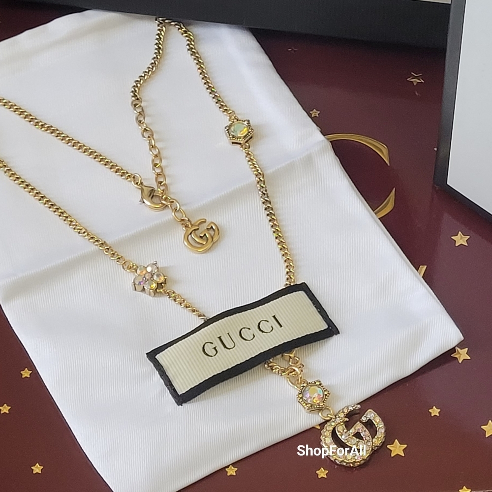 Gucci Gold Necklace with Crystal Details - Picture 7 of 12
